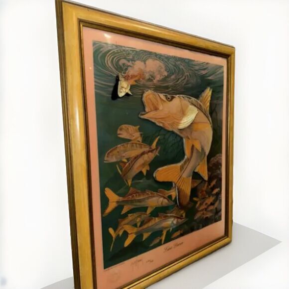 Guy‎ Harvey Signed Art Line Dance #274/950 3D Snook & Amberjack - Picture 3 of 16